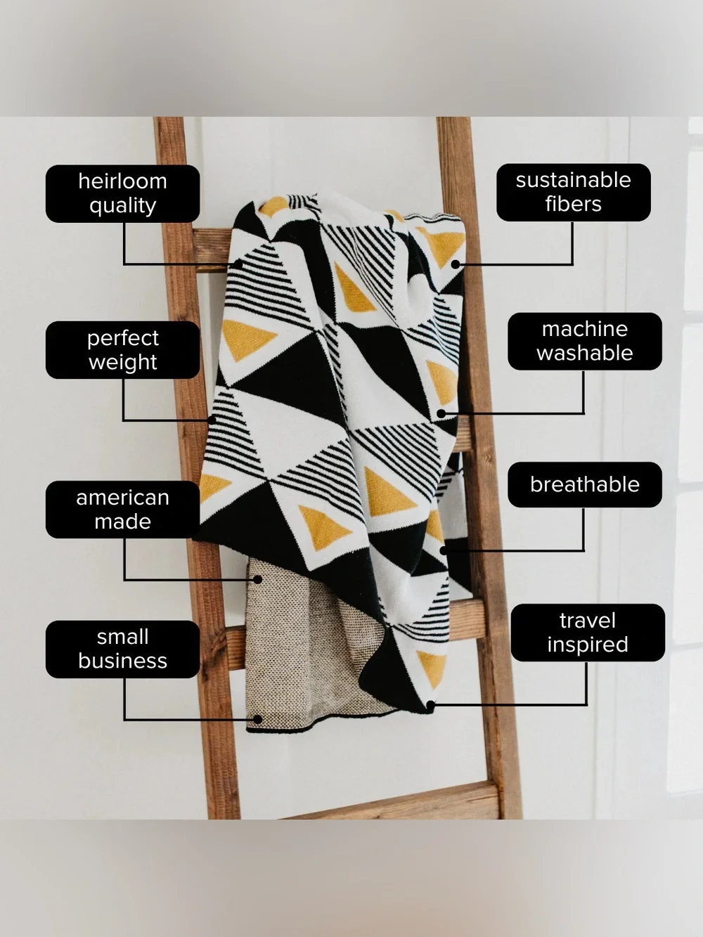 Gorgeous Knit Throw Blanket Seek and Swoon Envie MCM Vintage Chevron & Geometric - Picture 8 of 11
